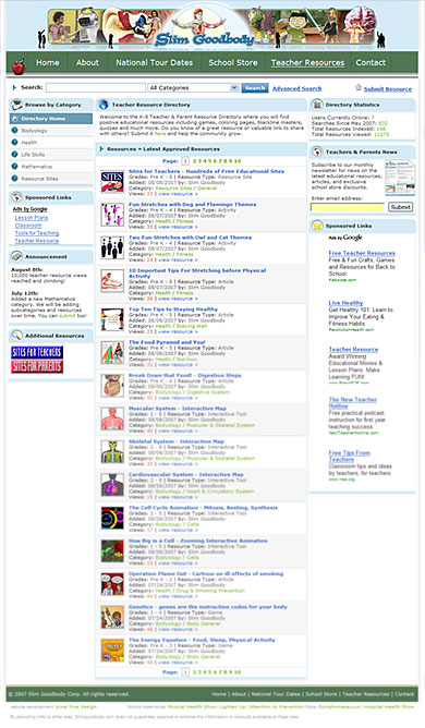 Teacher Resource Directory : Mathematics, Health and Bodyology Resources