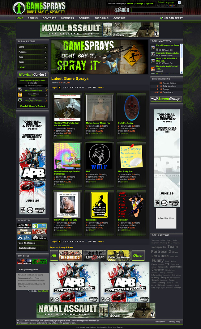Gamesprays Site Design